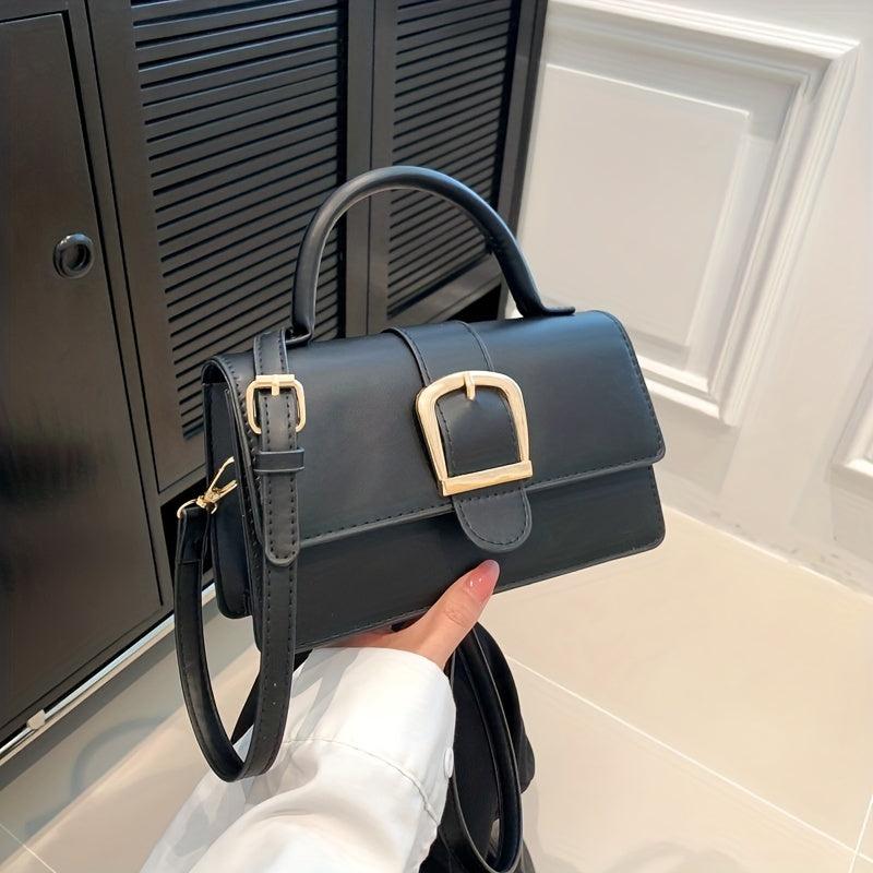 Solid Square Bag Flap Shoulder Bag Satchel Bag