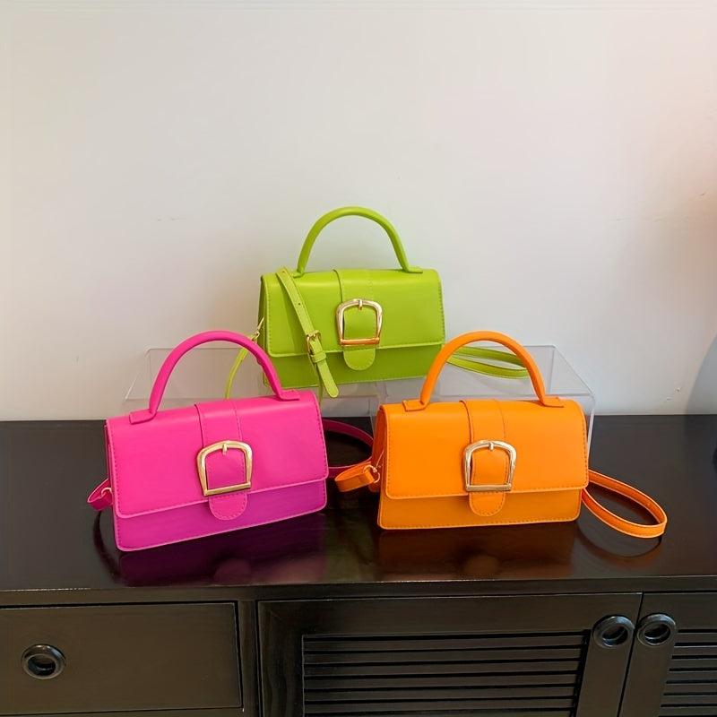 Solid Square Bag Flap Shoulder Bag Satchel Bag
