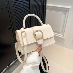 Solid Square Bag Flap Shoulder Bag Satchel Bag