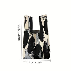 Casual Niche Colorblock Knitted Bag Lightweight Crochet Storage Bag