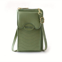 Minimalist Cell Phone Bag Classic PU Leather Coin Purse Women's Crossbody Wallet