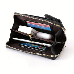 Minimalist Cell Phone Bag Classic PU Leather Coin Purse Women's Crossbody Wallet