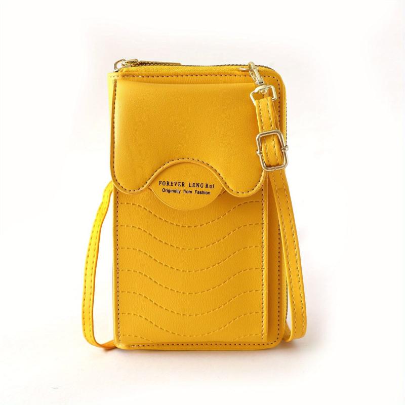 Minimalist Cell Phone Bag Classic PU Leather Coin Purse Women's Crossbody Wallet