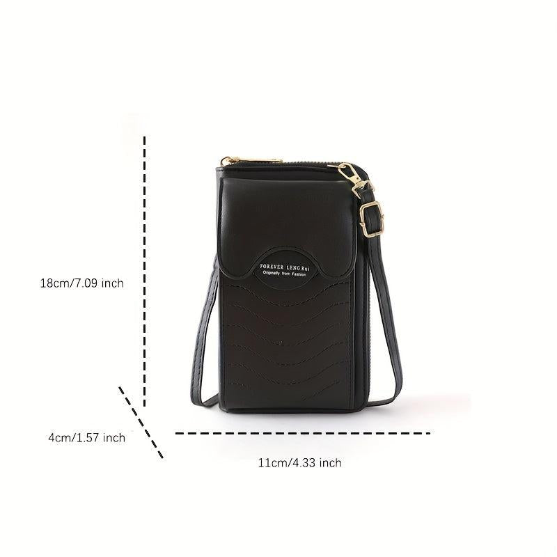 Minimalist Cell Phone Bag Classic PU Leather Coin Purse Women's Crossbody Wallet