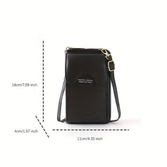 Minimalist Cell Phone Bag Classic PU Leather Coin Purse Women's Crossbody Wallet