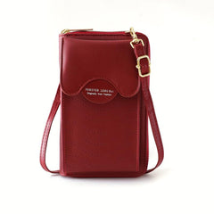 Minimalist Cell Phone Bag Classic PU Leather Coin Purse Women's Crossbody Wallet