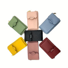 Minimalist Cell Phone Bag Classic PU Leather Coin Purse Women's Crossbody Wallet