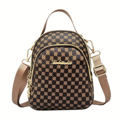 Print Zip Mini Shoulder Bag PU Leather Top Handle Handbag