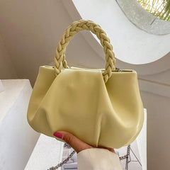 Braided Handle Ruched Crossbody Bag Chain For Women