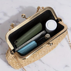 Beach Woven Handbag Metal Handle Lightweight