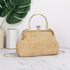 Beach Woven Handbag Metal Handle Lightweight