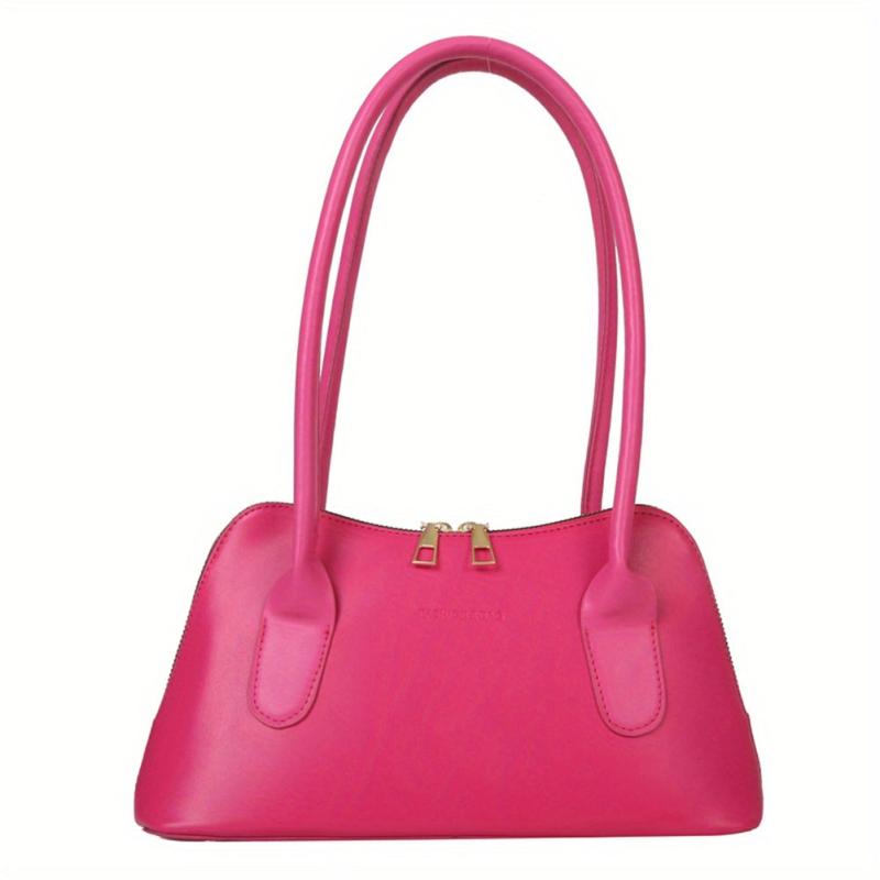 Stylish Double Zipper Underarm Bag PU Leather Handbag