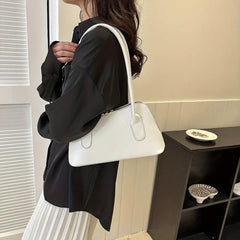 Stylish Double Zipper Underarm Bag PU Leather Handbag