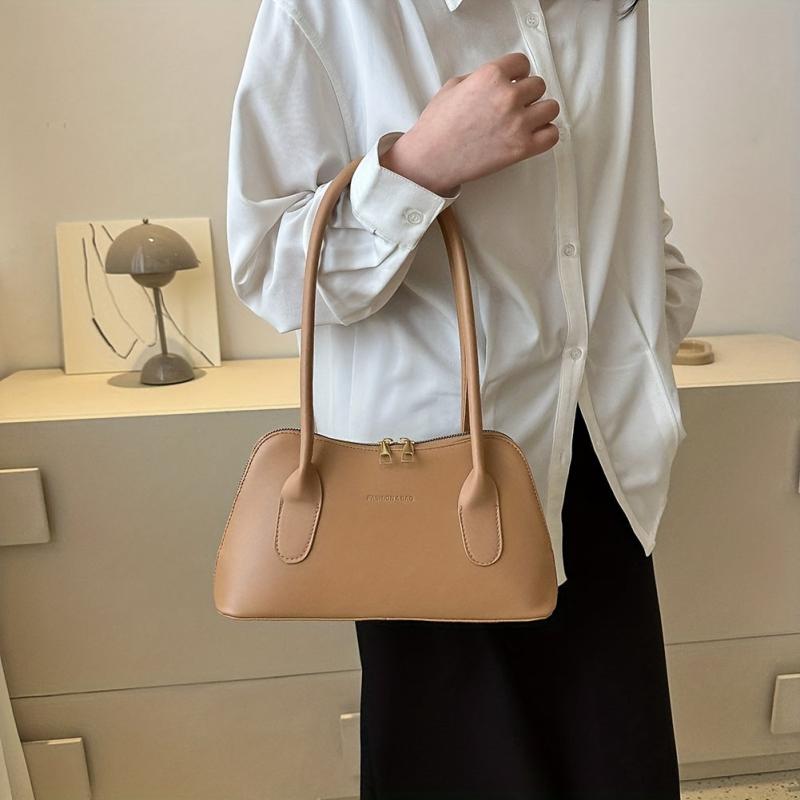 Stylish Double Zipper Underarm Bag PU Leather Handbag