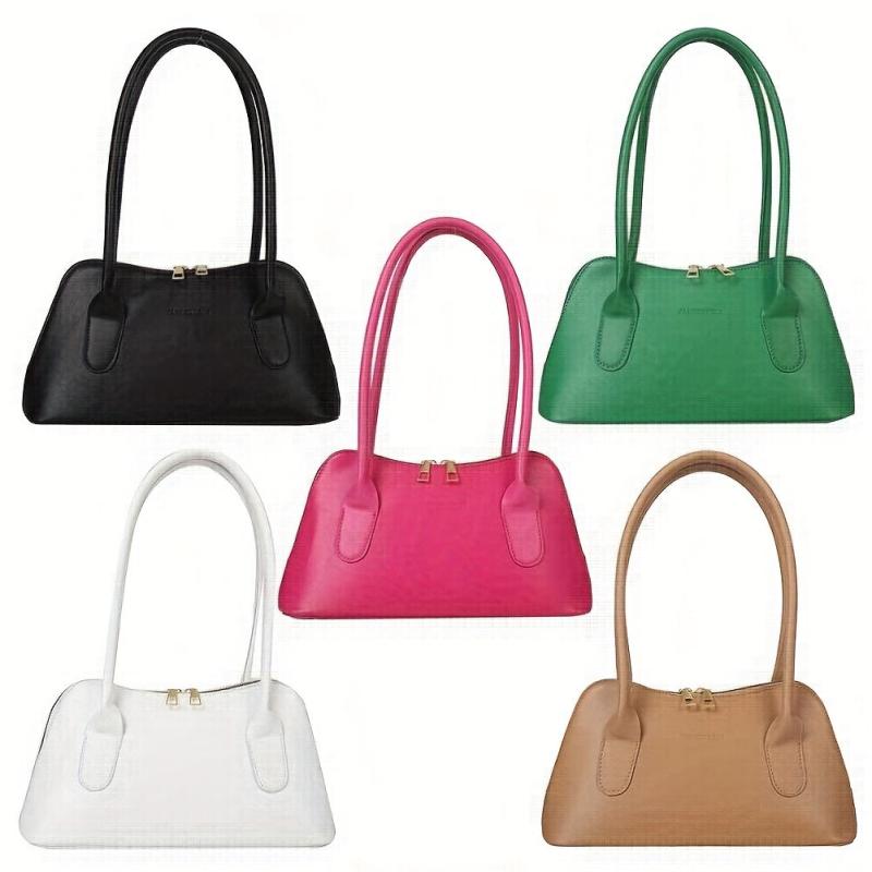 Stylish Double Zipper Underarm Bag PU Leather Handbag