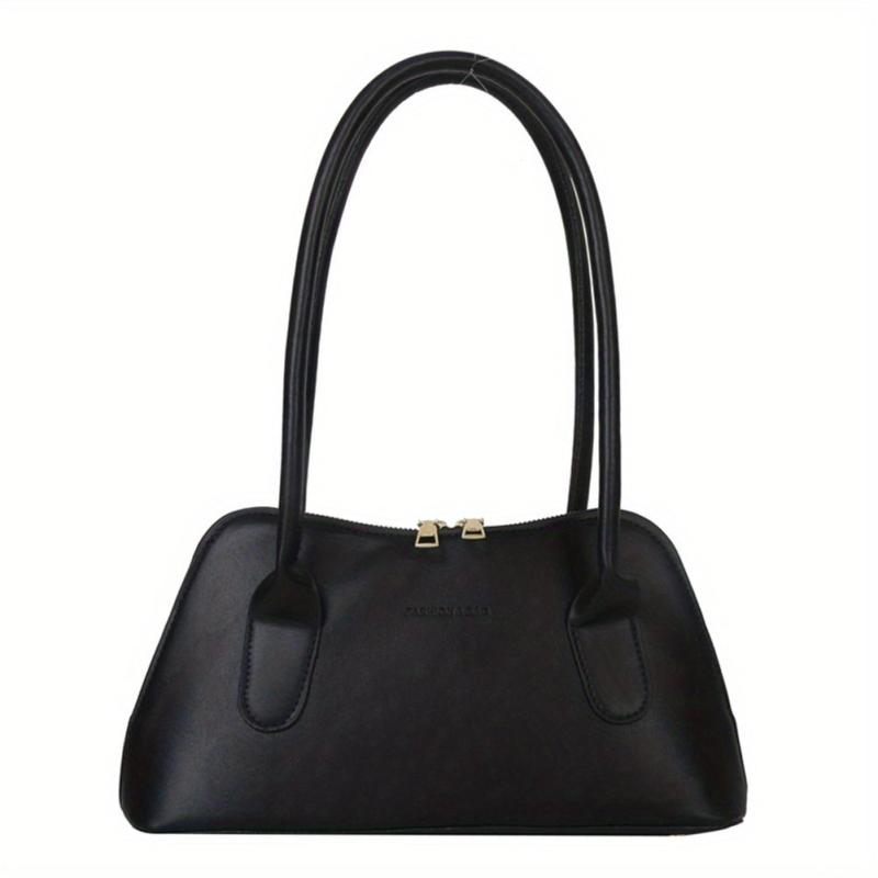 Stylish Double Zipper Underarm Bag PU Leather Handbag