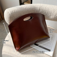 Vintage Clutch Bag Retro PU Leather Handbag Women Casual Top Handle Purse