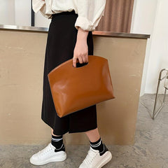 Vintage Clutch Bag Retro PU Leather Handbag Women Casual Top Handle Purse