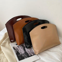 Vintage Clutch Bag Retro PU Leather Handbag Women Casual Top Handle Purse