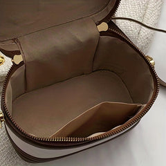 PU Leather Bucket Bag Waterproof Zipper Vintage Handbag