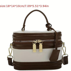 PU Leather Bucket Bag Waterproof Zipper Vintage Handbag