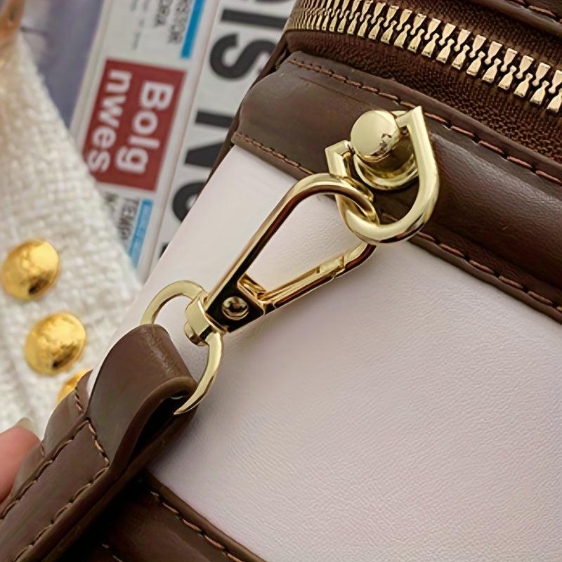 PU Leather Bucket Bag Waterproof Zipper Vintage Handbag