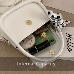 Women's Lightweight Shoulder Bag with Polka Dots Scarf Decor