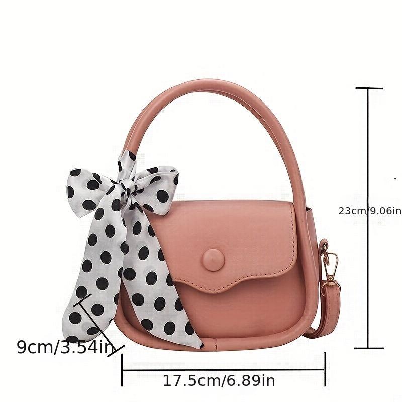 Women's Lightweight Shoulder Bag with Polka Dots Scarf Decor