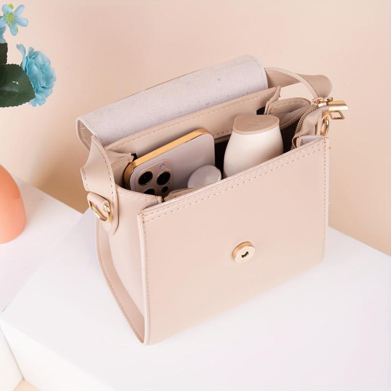 Minimalist Solid Satchel Bag Flap Handbag Women's Work