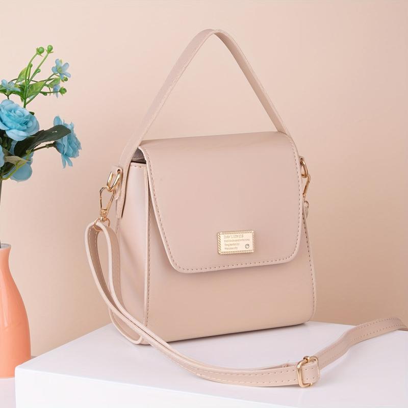 Minimalist Solid Satchel Bag Flap Handbag Women's Work