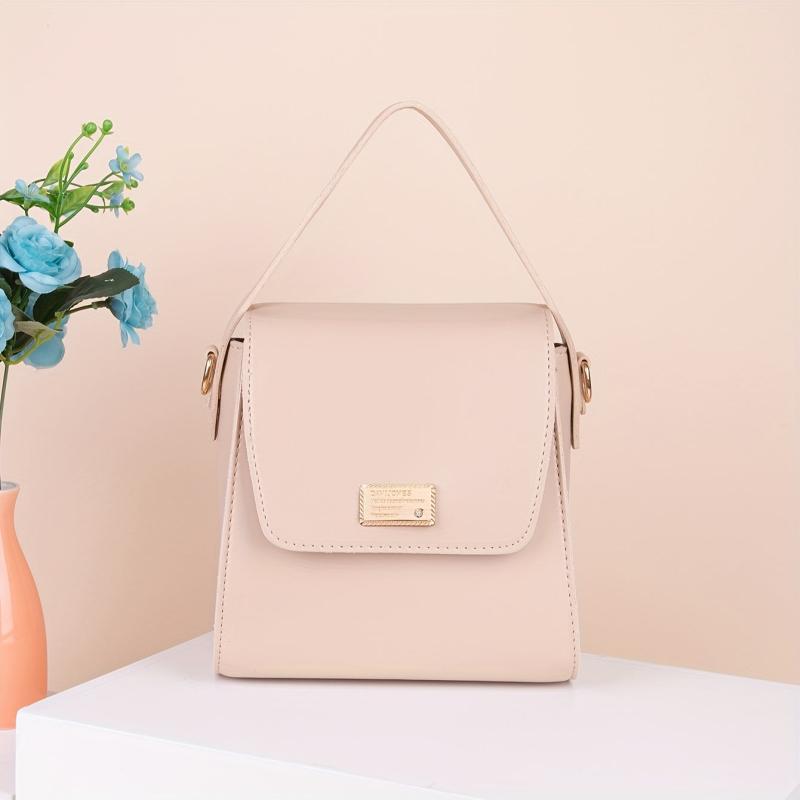 Minimalist Solid Satchel Bag Flap Handbag Women's Work