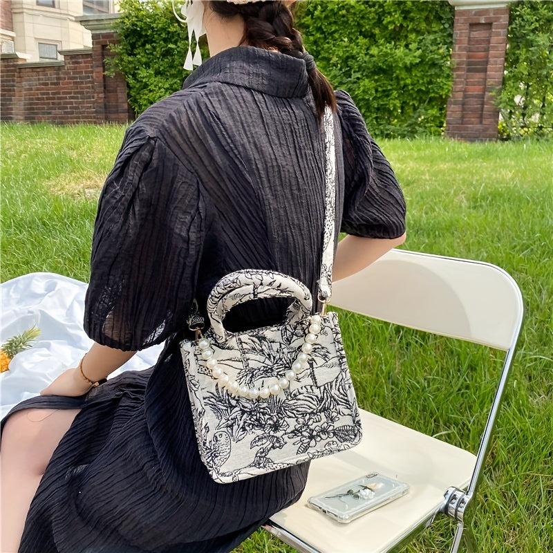 Retro Jacquard Print Tote Bag Crossbody Bag Women's