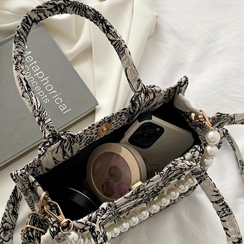 Retro Jacquard Print Tote Bag Crossbody Bag Women's