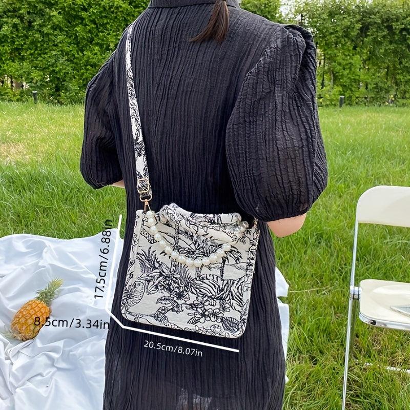 Retro Jacquard Print Tote Bag Crossbody Bag Women's