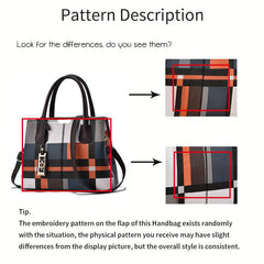 Plaid Tote Bag Large Capacity Colorful Crossbody Bag