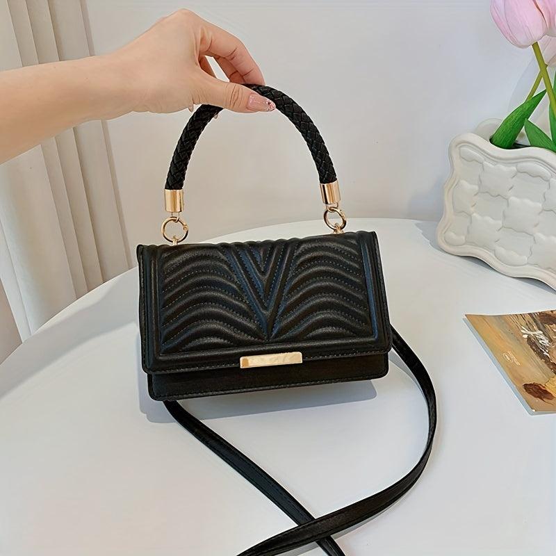 Embossed Crossbody Satchel Bag Textured PU Leather Shoulder Bag