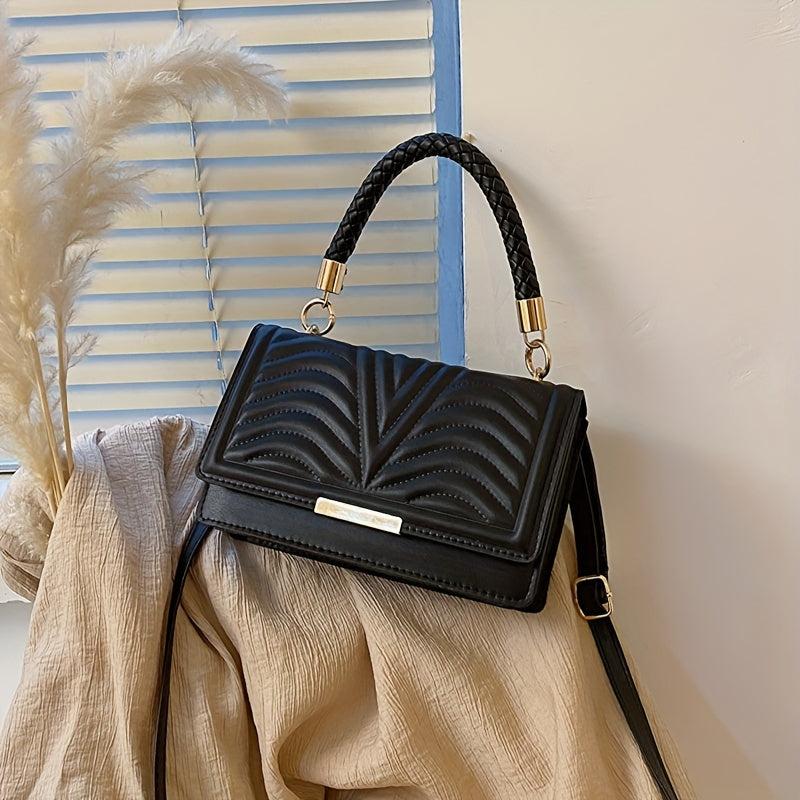 Embossed Crossbody Satchel Bag Textured PU Leather Shoulder Bag