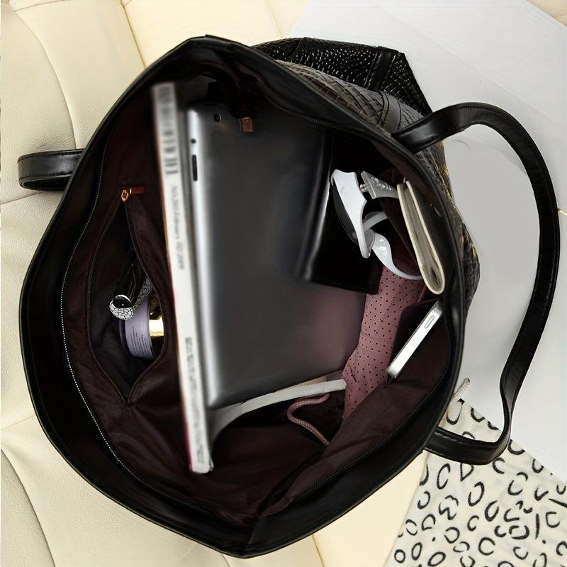 Crocodile Pattern Tote Bag PU Leather Shoulder Bag