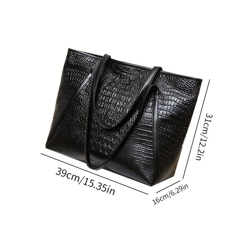 Crocodile Pattern Tote Bag PU Leather Shoulder Bag