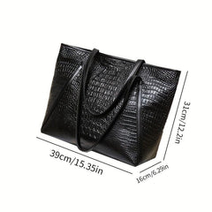 Crocodile Pattern Tote Bag PU Leather Shoulder Bag