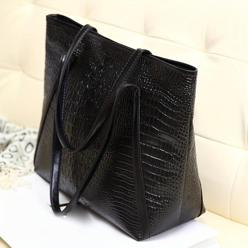 Crocodile Pattern Tote Bag PU Leather Shoulder Bag