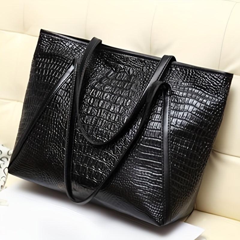 Crocodile Pattern Tote Bag PU Leather Shoulder Bag