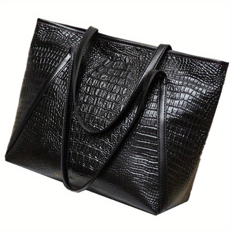 Crocodile Pattern Tote Bag PU Leather Shoulder Bag