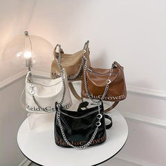 Metal Chain Crossbody Hobo Bag Classic Versatile Messenger Bag