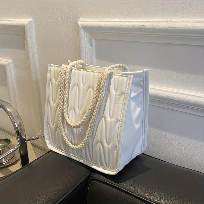 Ruched Square Shoulder Bag Small Zipper Satchel Purses