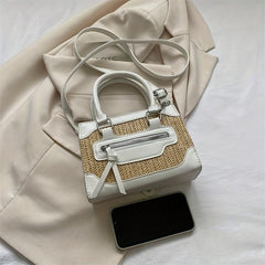 Woven Straw Crossbody Bag Boho Style Square Purse for Travel Beach