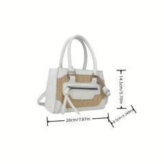 Woven Straw Crossbody Bag Boho Style Square Purse for Travel Beach