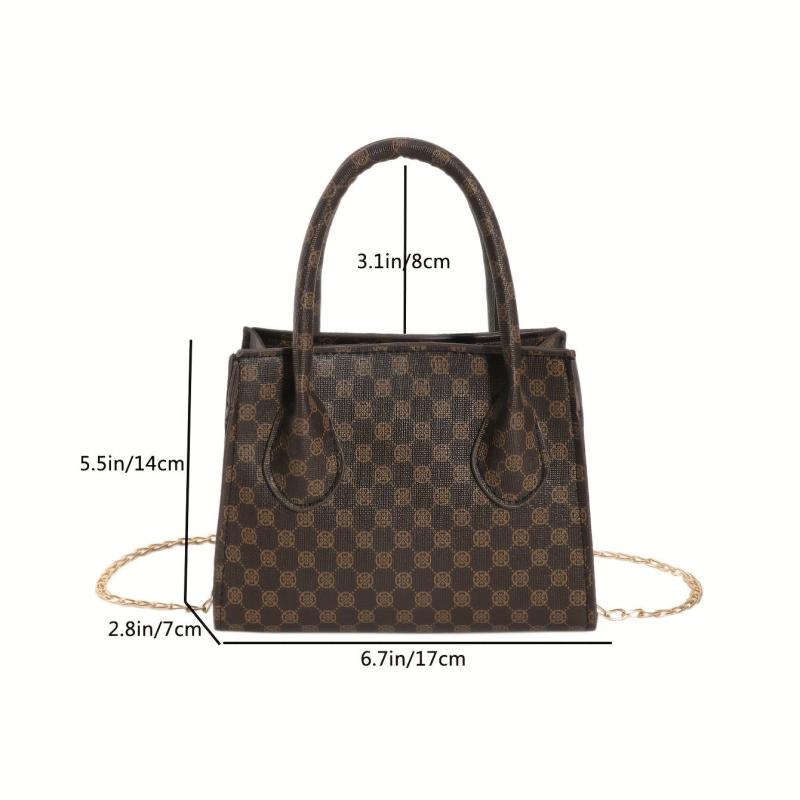 Vintage All Over Pattern Handbag Classic Satchel Bag
