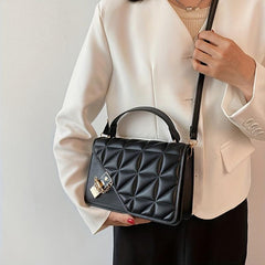Argyle Quilted Square Handbag Crossbody Bag Women's Faux Leather Purse