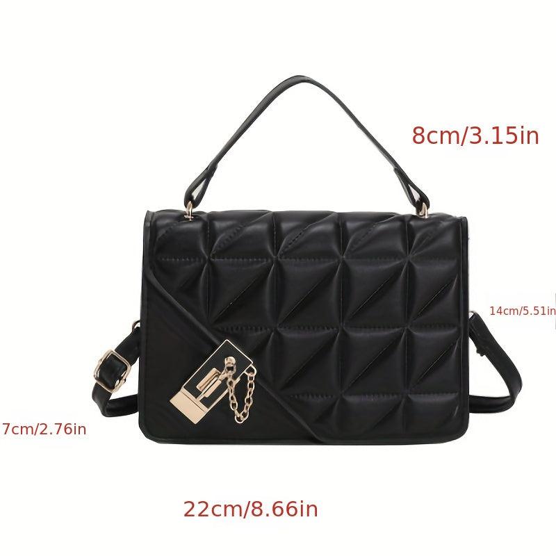 Argyle Quilted Square Handbag Crossbody Bag Women's Faux Leather Purse